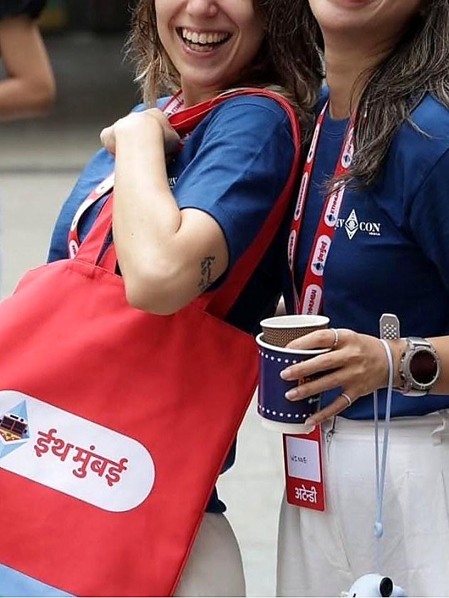 ETHMumbai branded red tote bag