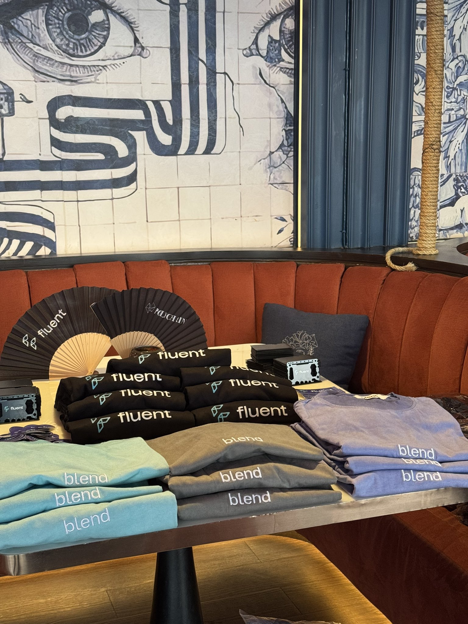Fluent and Blend branded t-shirts